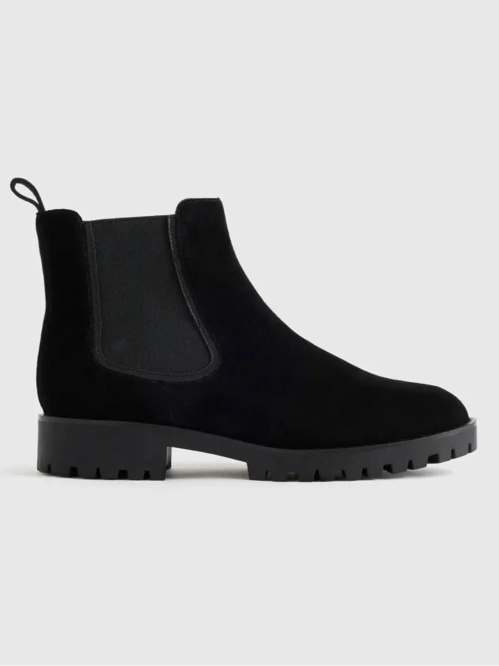 NWT Quince Black Suede Chelsea Lug Sole Ankle Boots - Women Size 10